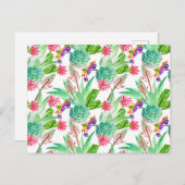 Helle Aquarellkaktus und sukkulentes Muster Postkarte (Vorne/Hinten)