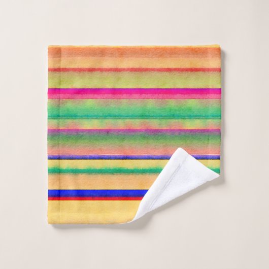 Helle Aquarellstreifen Badhandtuch Set (Waschlappen)
