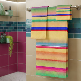 Helle Aquarellstreifen Badhandtuch Set