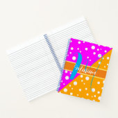 Helle Ästhetik Orange & Pink Name Mit Monogramm Notizblock (Innenseite)