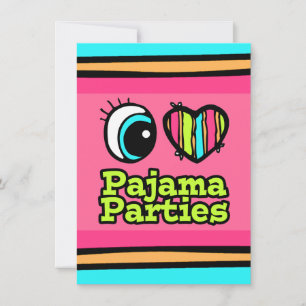 Helle Auge Herz Ich Liebe Pyjama-Partys Einladung