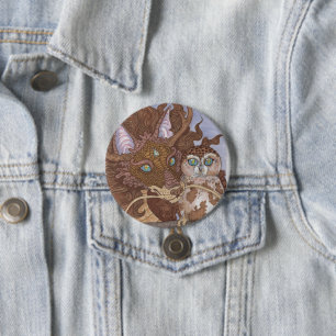 Helle Augen Owl und Dragon Button