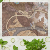 Helle Augen Owl und Dragon Geschirrtuch (Gefaltet)