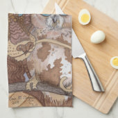 Helle Augen Owl und Dragon Geschirrtuch (Viertel Falte)