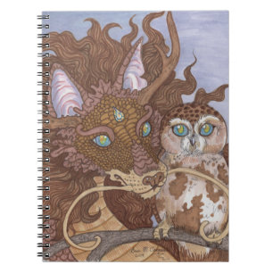 Helle Augen Owl und Dragon Notizblock