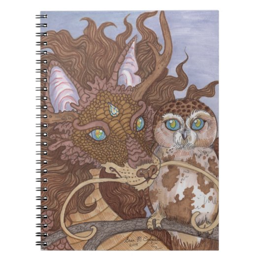 Helle Augen Owl und Dragon Notizblock (Vorderseite)