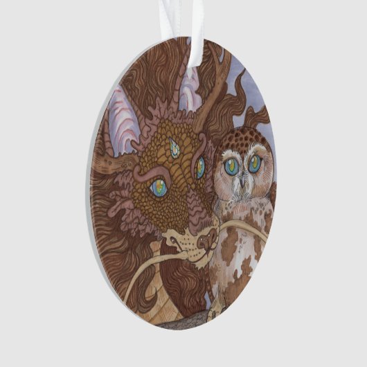 Helle Augen Owl und Dragon Ornament (Vorderseite)