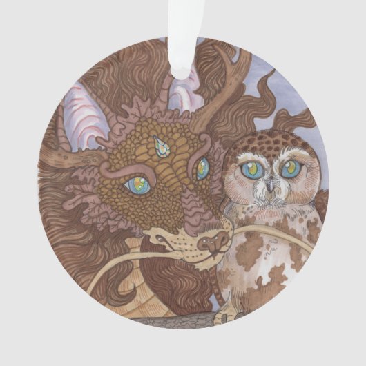 Helle Augen Owl und Dragon Ornament (Vorderseite)