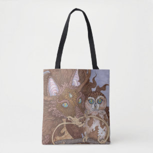 Helle Augen Owl und Dragon Tasche