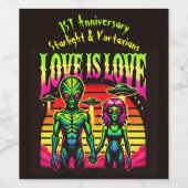 Helle Außerirdischen in der Liebe unter Himmel Weinetikett (Einzelnes Label)