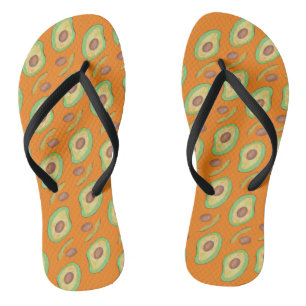 Helle Avocado und Pit Orange Green Pattern Badesandalen