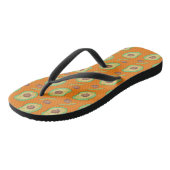 Helle Avocado und Pit Orange Green Pattern Badesandalen (Schrägansicht)