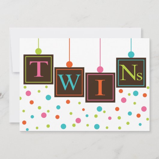 Helle BABY Blöcke von Farben Twins Kinderdusche Einladung (Vorderseite)