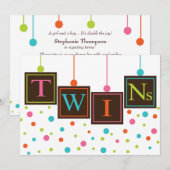 Helle BABY Blöcke von Farben Twins Kinderdusche Einladung (Vorne/Hinten)