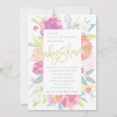 Helle Baby Dusche Einladung Blumenwasser Farbe (Vorderseite)