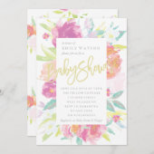Helle Baby Dusche Einladung Blumenwasser Farbe (Vorne/Hinten)