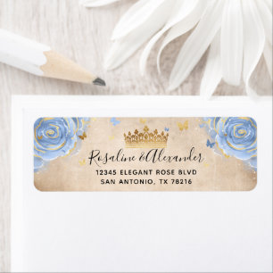 Helle Babyblaue Rosen Goldene Krone Rücksendeadres