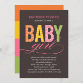 Helle Babydusche Einladung - Mädchen (Vorne/Hinten)