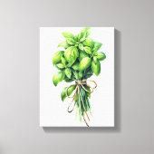 Helle Basil Watercolor Frische Pasta machen Leinwanddruck (Vorderseite)
