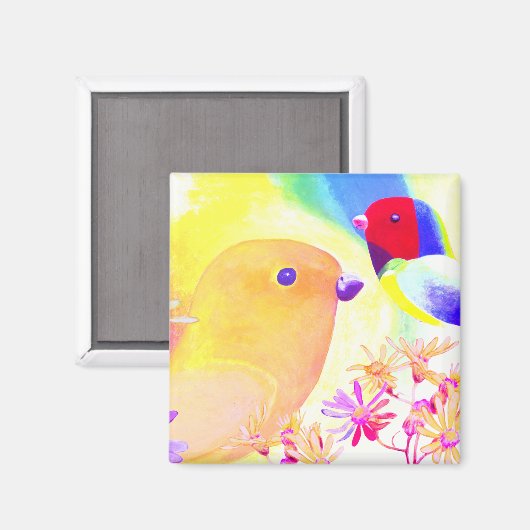 Helle Batik Vögel Magnet (Vorderseite/Rückseite)