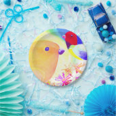 Helle Batik Vögel Pappteller (Party)