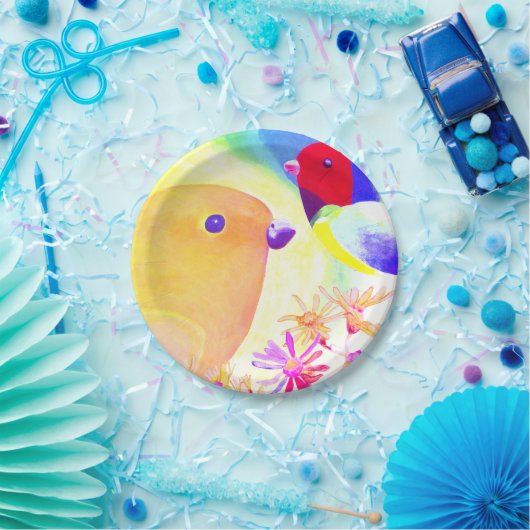 Helle Batik Vögel Pappteller (Party)