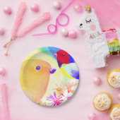 Helle Batik Vögel Pappteller (Party)