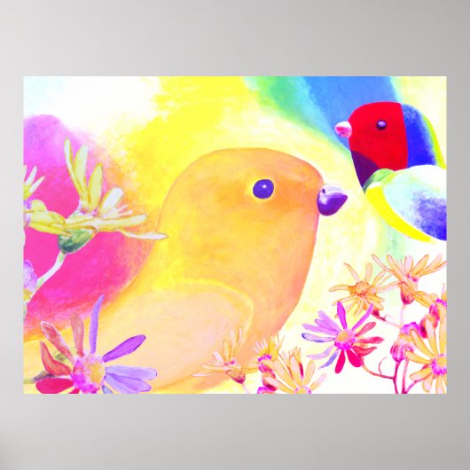 Helle Batik Vögel Poster (Vorne)