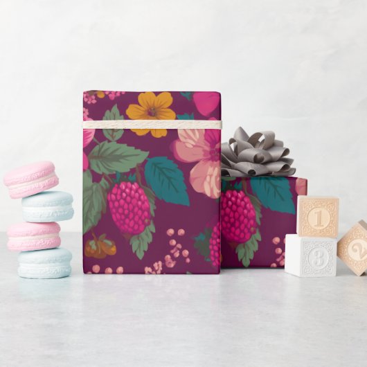 Helle Beeren Blumenmuster Geschenkpapier (Babyparty)