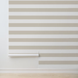 Helle, beige und weiße, breite Streifen Tapete
