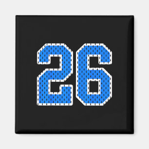Helle blaue athletische Sportjacke Nummer 26 Magnet