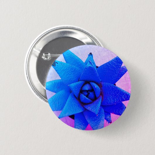Helle blaue Blume Button (Vorne & Hinten)
