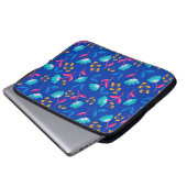 Helle blaue Blumen bemalte Laptop-Hülle Laptopschutzhülle (Vorne Knopf)