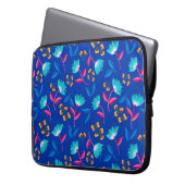 Helle blaue Blumen bemalte Laptop-Hülle Laptopschutzhülle (Vorderseite Links)