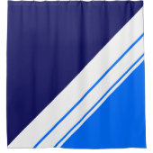 Helle blaue Diagonal Panels Weiße Streifen Duschvorhang (Vorderseite)
