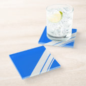 Helle blaue Ecke Racing Streifen Glasuntersetzer (Schrägansicht)