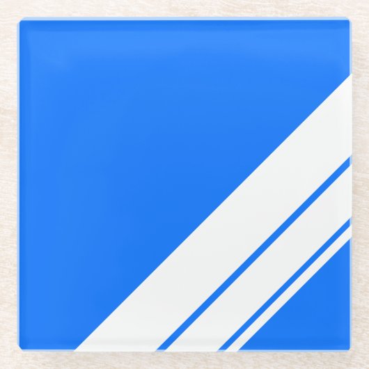 Helle blaue Ecke Racing Streifen Glasuntersetzer (Vorderseite)