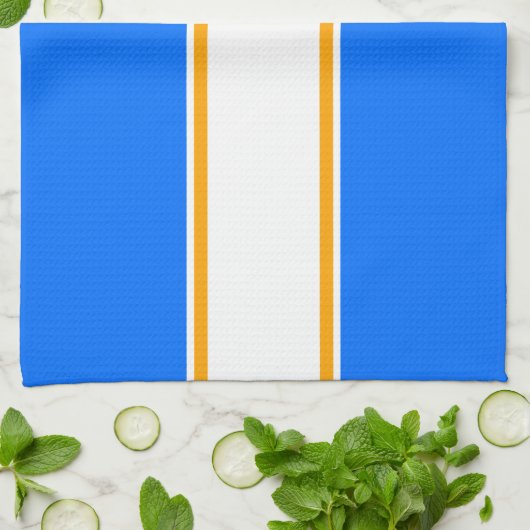 Helle, blaue, gelbe, weiße Streifen Geschirrtuch (Gefaltet)