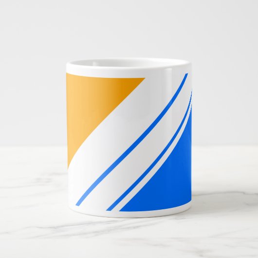 Helle, blaue, gelbe, weiße Streifen Jumbo-Tasse (Vorderseite)
