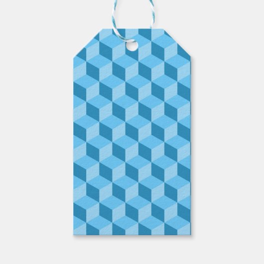 HELLE BLAUE GEOMETRISCHE KUBE-PATTER GESCHENKANHÄNGER (Vorderseite)