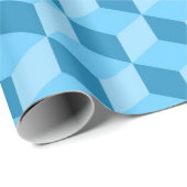 HELLE BLAUE GEOMETRISCHE KUBE-PATTER GESCHENKPAPIER (Rolleneckpunkt)
