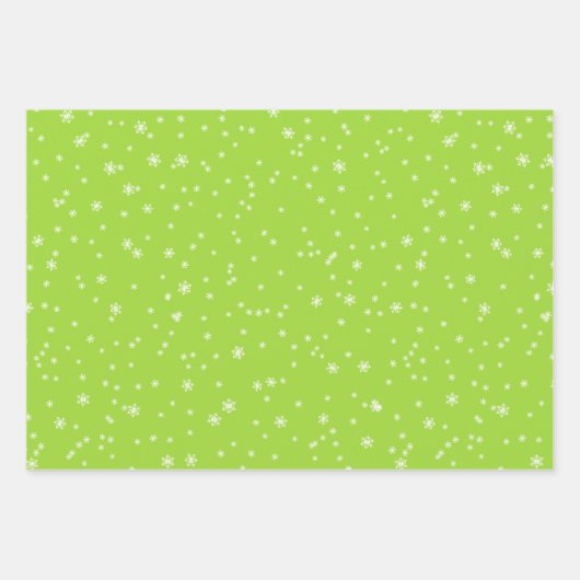 Helle blaue, grüne und rote Winterschneeflocken Geschenkpapier Set (Vorderseite 3)