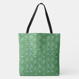 Helle Blaue Immergrün-Blumen auf Dunkelgrün Tasche