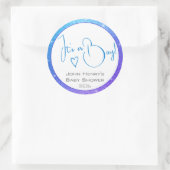 Helle blaue Lila Glitzer Stars Frame Baby Dusche Runder Aufkleber (Tasche)