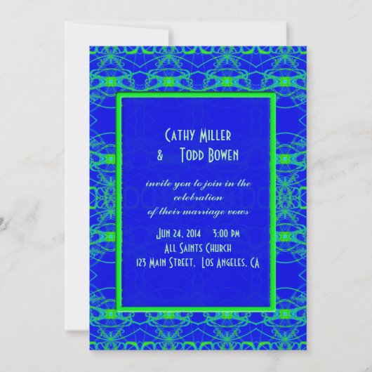 Helle blaue Limone grüne Muster-Hochzeit Einladung (Vorderseite)