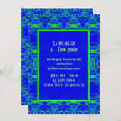 Helle blaue Limone grüne Muster-Hochzeit Einladung (Vorne/Hinten)