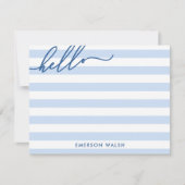 Helle blaue Linien Hallo Name hinzufügen Mitteilungskarte (Vorderseite)