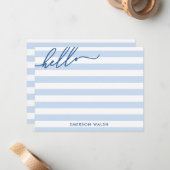 Helle blaue Linien Hallo Name hinzufügen Mitteilungskarte (Vorderseite/Rückseite Beispiel)