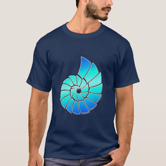 Helle blaue Nautilus-Muschel T-Shirt (Vorderseite)