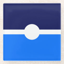 Helle blaue Navy weiße, moderne Streifen Glasuntersetzer